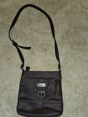 Nine West Dark Brown Leather Messenger Crossbody